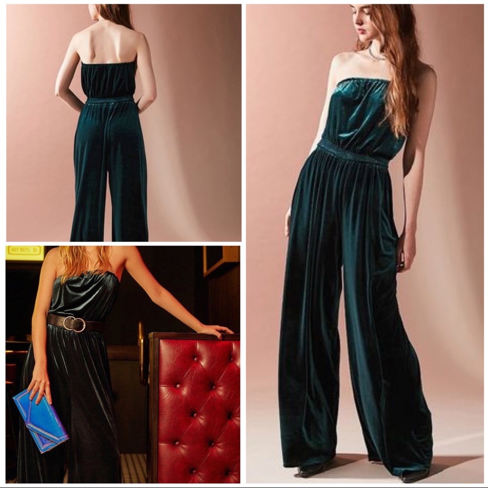 Urban Outfitters Jackson Tube Velvet Jumpsuit - Picture 1 of 4